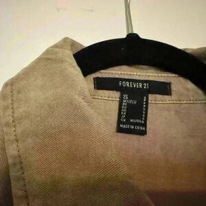 Womens Forever 21 Khaki Long Shirt Utility Jacket Medium